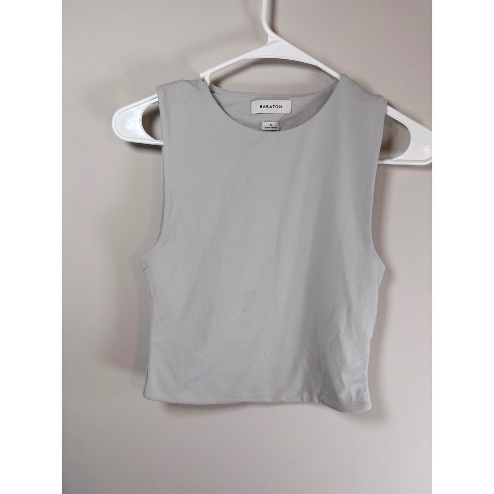 Babaton Aritzia Contour Muscle Tank Light Grey High Neck Sleeveless Top Small